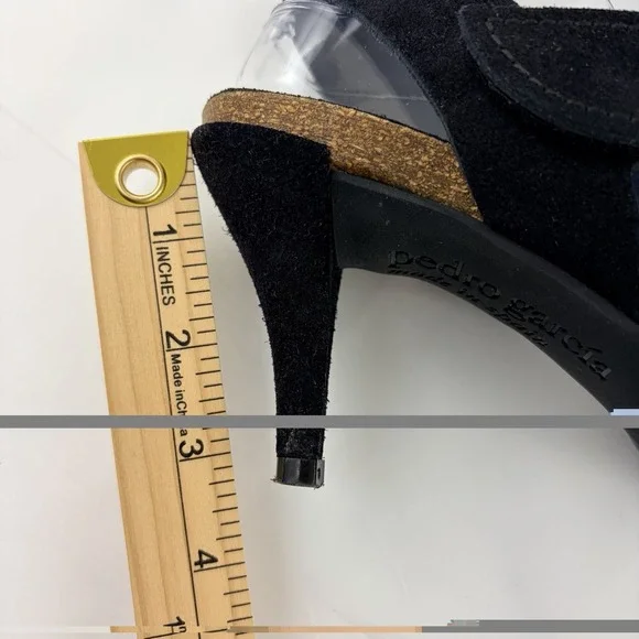 Pedro Garcia Black Suede Heels Sandals Womens EU 40 US 9 Ankle Strap Chic - Picture 10 of 10